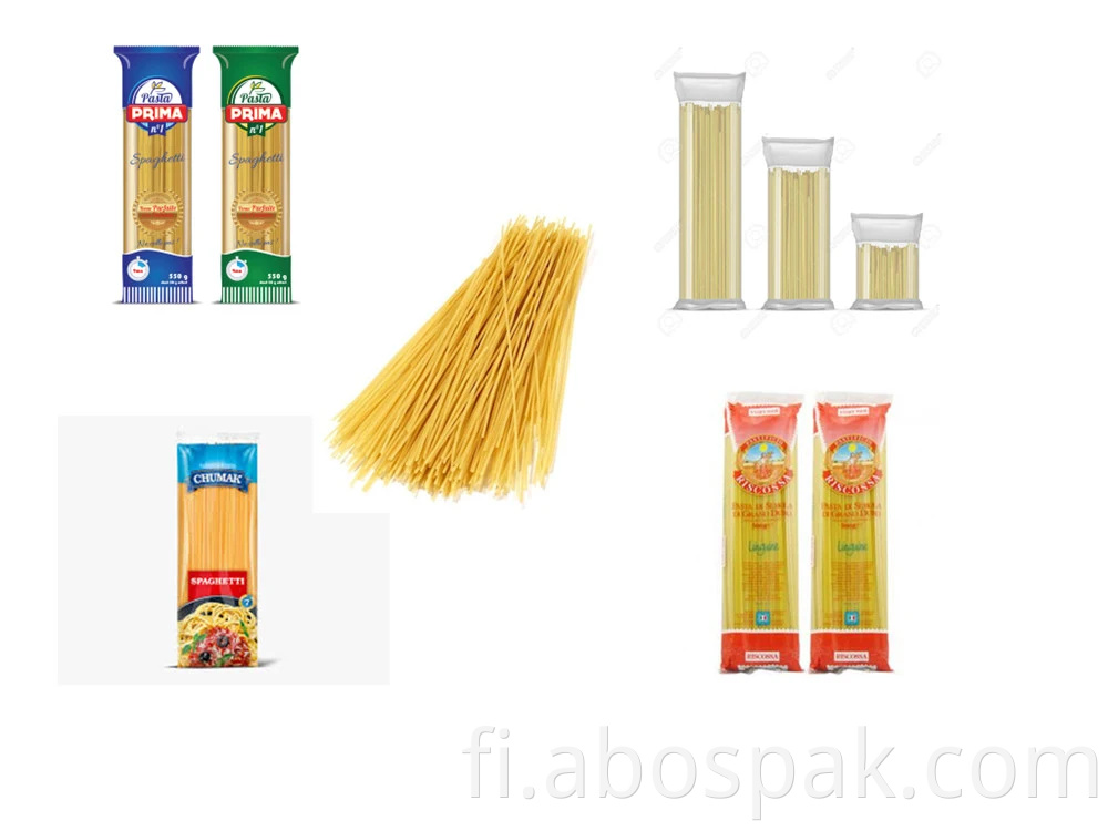Spagetti Pasta Flow Food muovipussipussin täyttö- ja sulkemispakkauskone